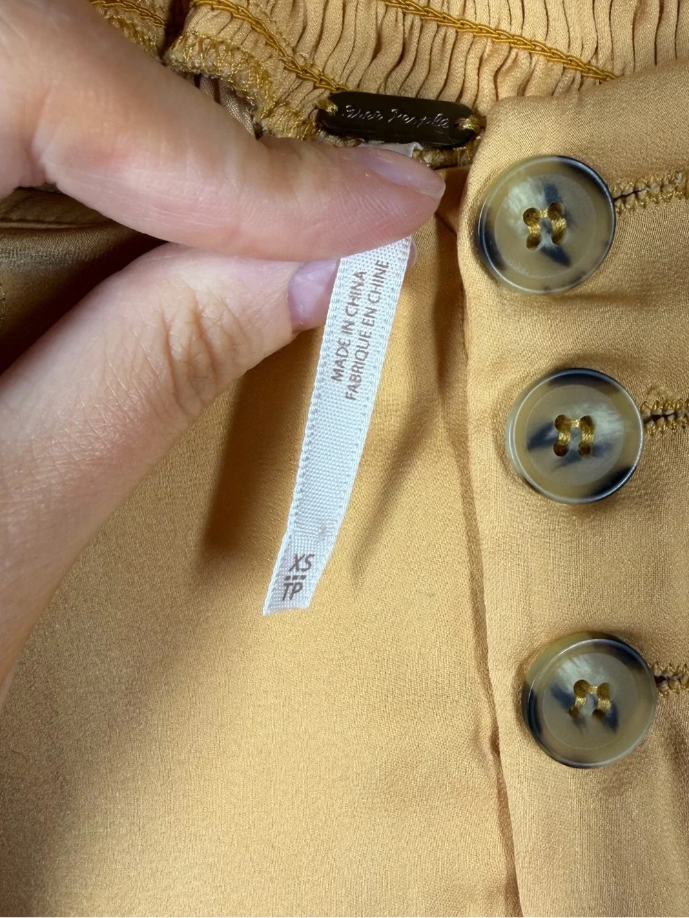 Free People‎ Yellow High Rise Pleated Satin Baggy Shorts